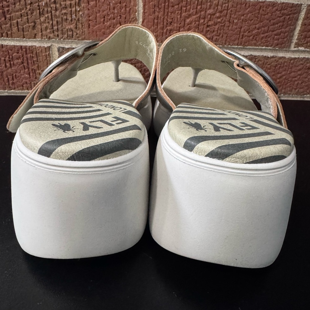 FLY London Dafi platform wedge Metallic Wedge Sandals euro 39 women’s 8.5 - Picture 5 of 8